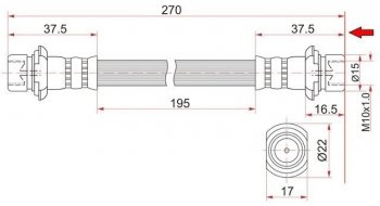 Тормозной шланг SAT (задний, промежуточный)  Hilux Surf  N120,N130, Land Cruiser  78