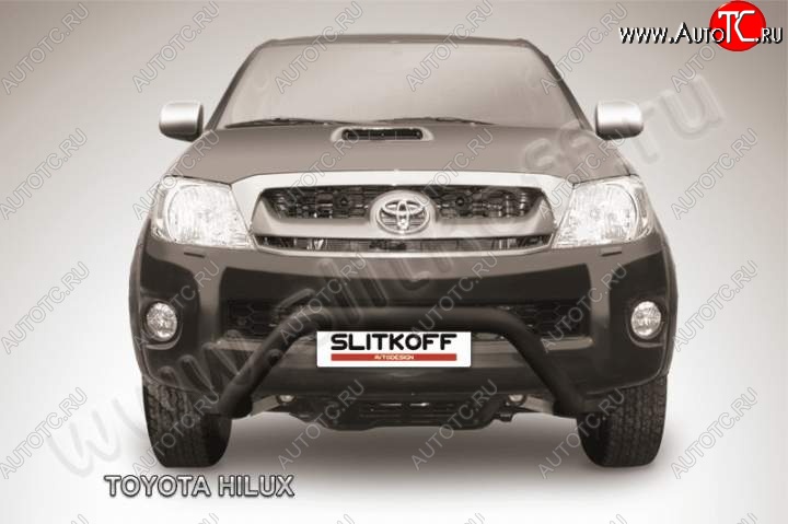 24 849 р. Кенгурятник d76 низкий широкий мини Slitkoff  Toyota Hilux  AN10,AN20 (2008-2011) 1-ый рестайлинг (Цвет: серебристый)  с доставкой в г. Тамбов