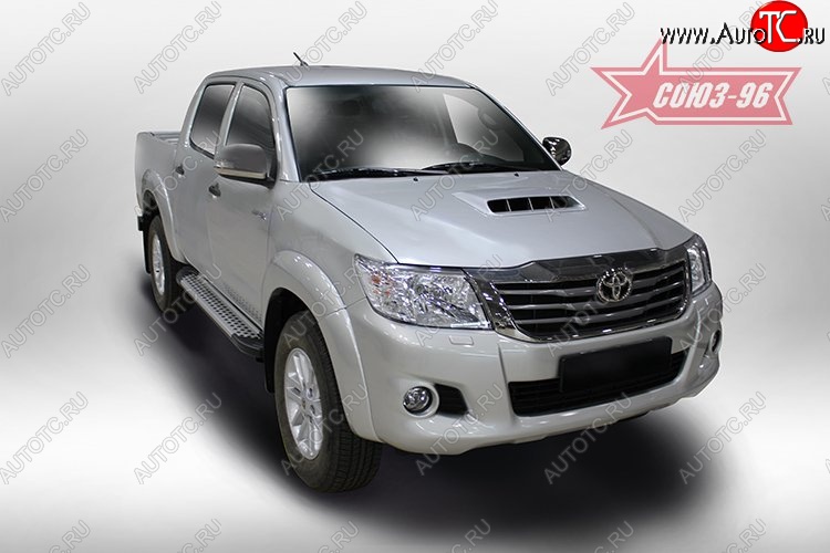 9 899 р. Пороги из алюминиевого профиля Souz-96 Toyota Hilux AN20,AN30  2-ой рестайлинг (2011-2016)  с доставкой в г. Тамбов