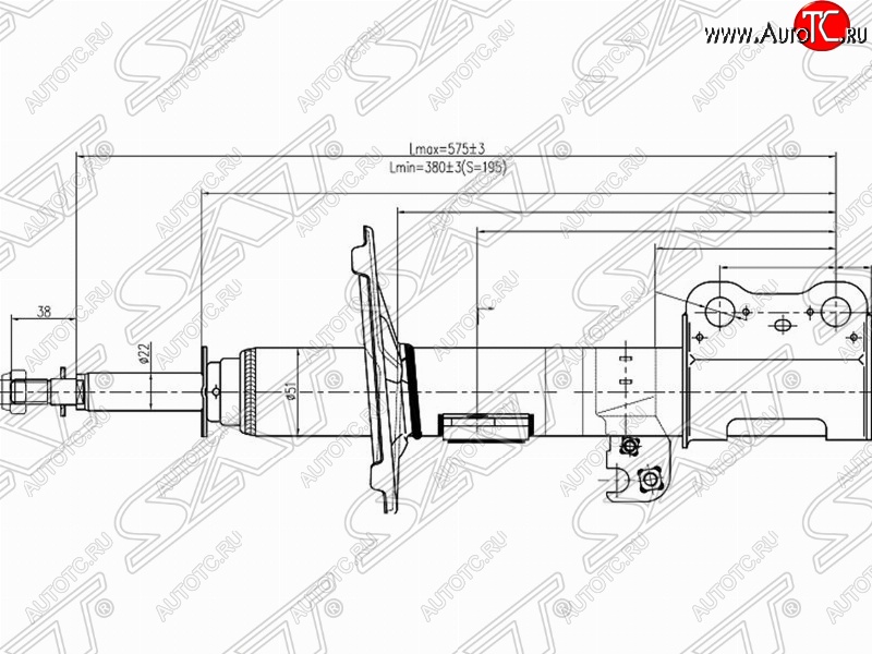 3 399 р. Левый амортизатор передний SAT Toyota Ipsum ACM20 дорестайлинг (2001-2003)  с доставкой в г. Тамбов