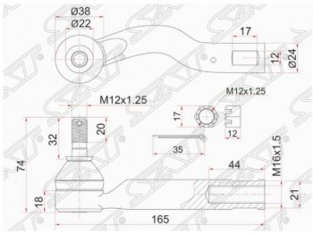 669 р. Левый наконечник рулевой тяги SAT  Toyota Ipsum  ACM20 (2001-2003) дорестайлинг  с доставкой в г. Тамбов. Увеличить фотографию 1