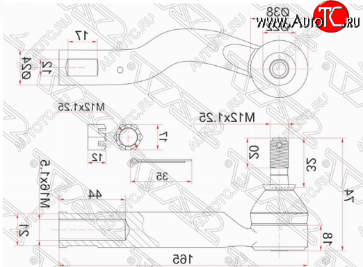 649 р. Правый наконечник рулевой тяги SAT Toyota Ipsum ACM20 дорестайлинг (2001-2003)  с доставкой в г. Тамбов