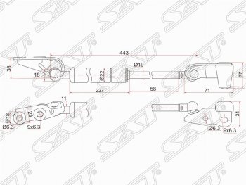 1 299 р. Левый газовый упор крышки багажника SAT  Toyota Ipsum  ACM20 (2001-2003) дорестайлинг  с доставкой в г. Тамбов. Увеличить фотографию 1