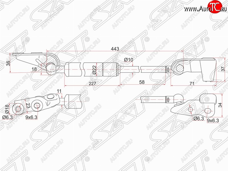 1 299 р. Левый газовый упор крышки багажника SAT  Toyota Ipsum  ACM20 (2001-2003) дорестайлинг  с доставкой в г. Тамбов