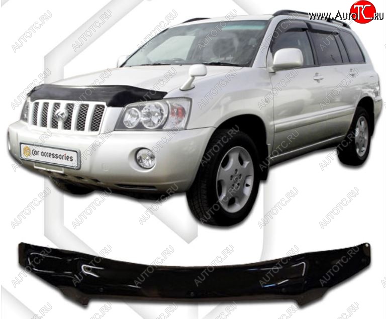 2 149 р. Дефлектор капота (U20-U28) CA-Plastiс  Toyota Kluger  XU20 (2000-2003) дорестайлинг (Classic черный, Без надписи)  с доставкой в г. Тамбов