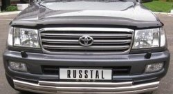 21 999 р. Тройная защита переднего бампера Russtal из труб диаметром по 63 мм  Toyota Land Cruiser  100 (1998-2007) дорестайлинг, 1-ый рестайлинг, 2-ой рестайлинг  с доставкой в г. Тамбов. Увеличить фотографию 1