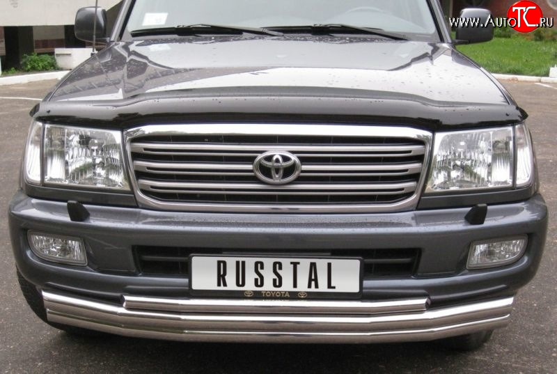 21 999 р. Тройная защита переднего бампера Russtal из труб диаметром по 63 мм Toyota Land Cruiser 100 дорестайлинг (1998-2002)  с доставкой в г. Тамбов