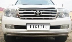 17 749 р. Защита переднего бампера (2 трубыØ63 мм, нержавейка) Russtal Toyota Land Cruiser 100 дорестайлинг (1998-2002)  с доставкой в г. Тамбов. Увеличить фотографию 1