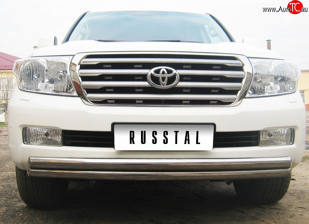 17 749 р. Защита переднего бампера (2 трубыØ63 мм, нержавейка) Russtal Toyota Land Cruiser 100 дорестайлинг (1998-2002)  с доставкой в г. Тамбов