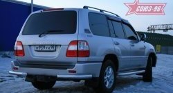 Защита заднего бампера из боковых уголков Souz-96 (d76) Toyota Land Cruiser 100 дорестайлинг (1998-2002)