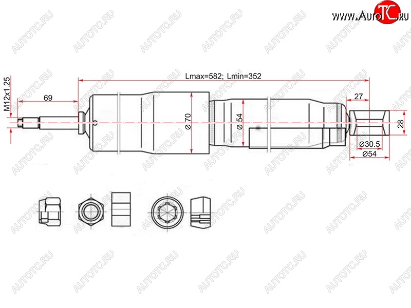 2 599 р. Амортизатор задний LH=RH SAT Toyota Land Cruiser 80 (1989-1997)  с доставкой в г. Тамбов