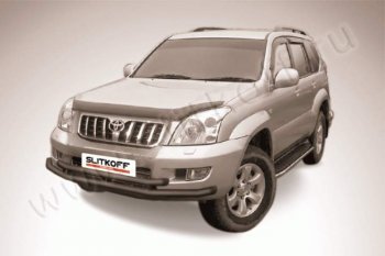 9 199 р. Защита переднего бампер Slitkoff Toyota Land Cruiser Prado J120 (2002-2009) (Цвет: серебристый)  с доставкой в г. Тамбов. Увеличить фотографию 1