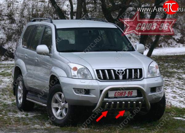 14 264 р. Защита переднего бампера нижняя Souz-96 Toyota Land Cruiser Prado J120 (2002-2009)  с доставкой в г. Тамбов