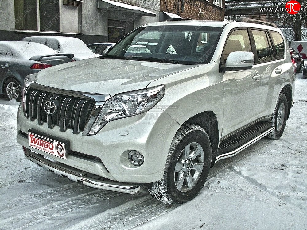 15 799 р. Защита переднего бампера WINBO (Ø76 мм, нержавейка) Toyota Land Cruiser Prado J120 (2002-2009)  с доставкой в г. Тамбов