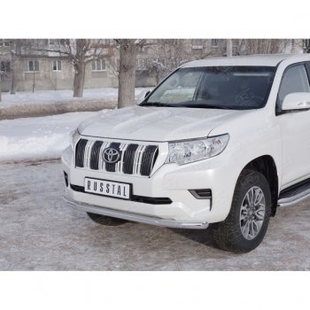 13 999 р. Защита переднего бампера (Ø63 мм, нержавейка) Russtal Toyota Land Cruiser Prado J150 2-ой рестайлинг (2017-2020)  с доставкой в г. Тамбов. Увеличить фотографию 2