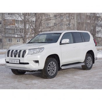 13 999 р. Защита переднего бампера (Ø63 мм, нержавейка) Russtal Toyota Land Cruiser Prado J150 2-ой рестайлинг (2017-2020)  с доставкой в г. Тамбов. Увеличить фотографию 3