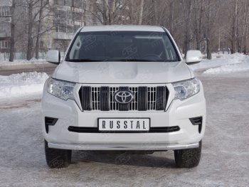 13 999 р. Защита переднего бампера (Ø63 мм, нержавейка) Russtal Toyota Land Cruiser Prado J150 2-ой рестайлинг (2017-2020)  с доставкой в г. Тамбов. Увеличить фотографию 1