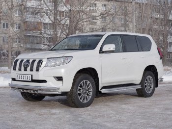 23 999 р. Защита переднего бампера (Ø63 мм c зубами Ø42, нержавейка) Russtal Toyota Land Cruiser Prado J150 2-ой рестайлинг (2017-2020)  с доставкой в г. Тамбов. Увеличить фотографию 4