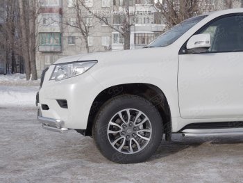 23 999 р. Защита переднего бампера (Ø63 мм c зубами Ø42, нержавейка) Russtal Toyota Land Cruiser Prado J150 2-ой рестайлинг (2017-2020)  с доставкой в г. Тамбов. Увеличить фотографию 1