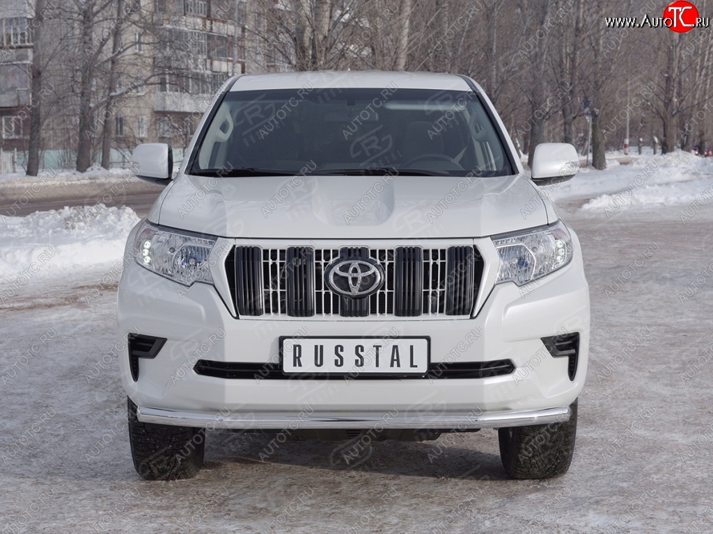 13 999 р. Защита переднего бампера (Ø63 мм, нержавейка) Russtal Toyota Land Cruiser Prado J150 2-ой рестайлинг (2017-2020)  с доставкой в г. Тамбов