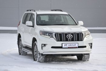 20 699 р. Защита переднего бампера одинарная из трубы d63 мм Petroil Tuning Toyota Land Cruiser Prado J150 2-ой рестайлинг (2017-2020) (Нержавеющая полированная сталь)  с доставкой в г. Тамбов. Увеличить фотографию 1