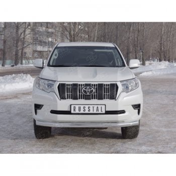 13 349 р. Одинарная защита переднего бампера диаметром 76 мм Toyota Land Cruiser Prado J150 2-ой рестайлинг (2017-2020)  с доставкой в г. Тамбов. Увеличить фотографию 2