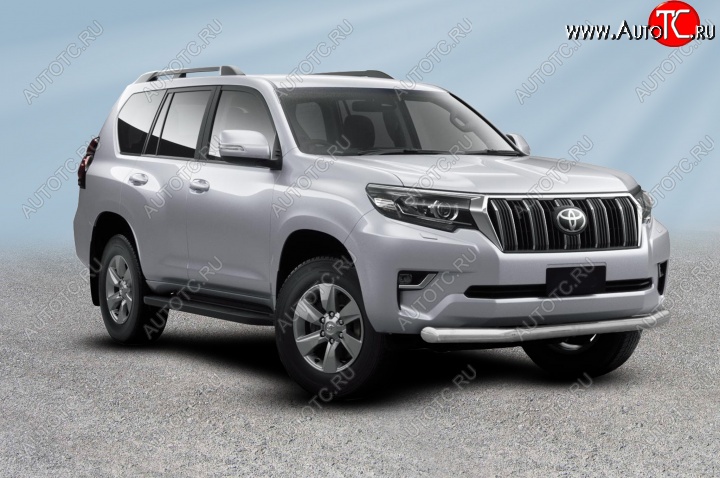 20 849 р. Защита переднего бампера Slitkoff (Ø 76 мм)  Toyota Land Cruiser Prado  J150 (2017-2020) 2-ой рестайлинг (Нержавеющая сталь)  с доставкой в г. Тамбов