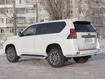 Защита заднего бампера (2 трубы Ø63 и 42 мм с углами, нержавейка) Russtal Toyota Land Cruiser Prado J150 2-ой рестайлинг (2017-2020)