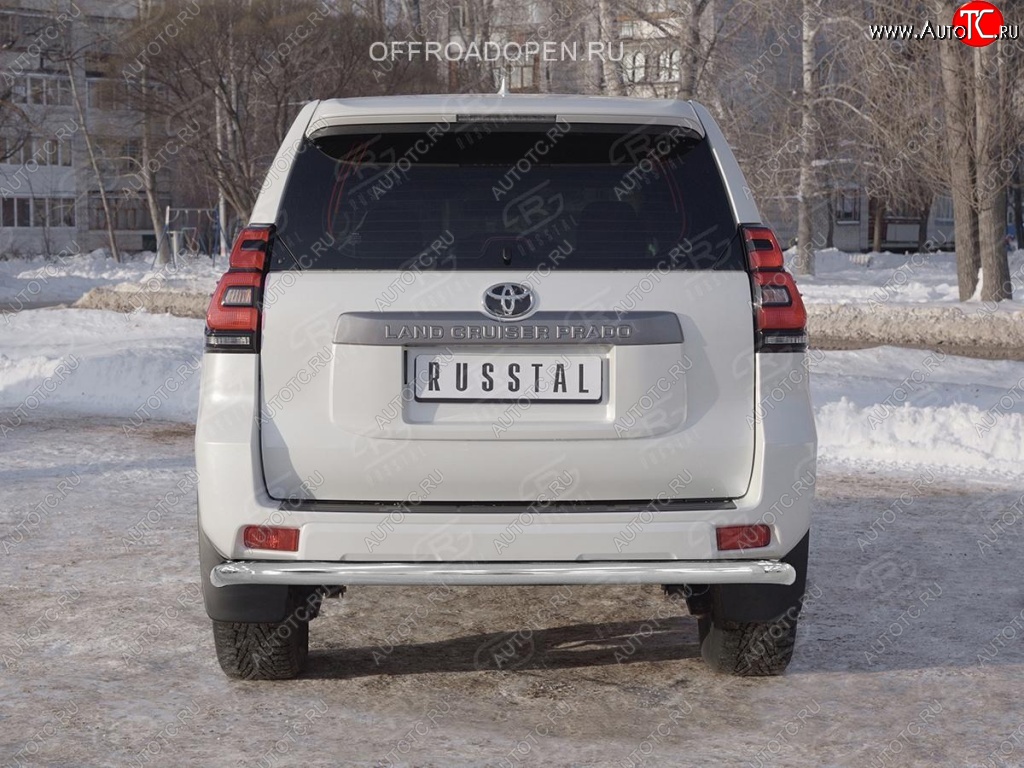 17 899 р. Защита заднего бампера (Ø63 мм, нержавейка) SLITKOFF  Toyota Land Cruiser Prado  J150 (2017-2020) 2-ой рестайлинг  с доставкой в г. Тамбов