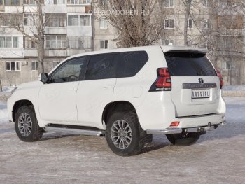 Защита заднего бампера (Ø76 мм уголки, нержавейка) Russtal Toyota Land Cruiser Prado J150 2-ой рестайлинг (2017-2020)