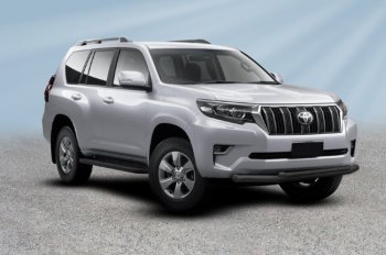 11 699 р. Защита переднего бампера Slitkoff (Ø 76+Ø 57 мм, двойная).  Toyota Land Cruiser Prado  J150 (2017-2020) 2-ой рестайлинг (Сталь с полимерным покрытием. Цвет: черный)  с доставкой в г. Тамбов. Увеличить фотографию 1