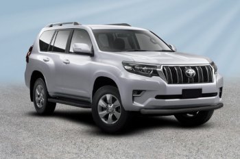 9 799 р. Защита переднего бампера Slitkoff (Ø мм).  Toyota Land Cruiser Prado  J150 (2017-2020) 2-ой рестайлинг (Сталь с полимерным покрытием. Цвет: черный)  с доставкой в г. Тамбов. Увеличить фотографию 1