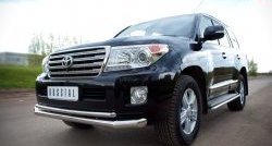 Защита переднего бампера (2 трубыØ76 и 42 мм, нержавейка) SLITKOFF Toyota Land Cruiser 200 1-ый рестайлинг (2012-2015)