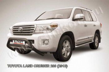 21 699 р. Кенгурятник d76 низкий широкий с перемычкой Toyota Land Cruiser 200 1-ый рестайлинг (2012-2015) (Цвет: серебристый)  с доставкой в г. Тамбов. Увеличить фотографию 1