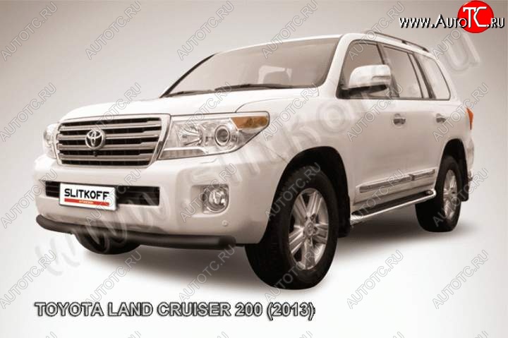 8 699 р. защита переднего бампера Slitkoff Toyota Land Cruiser 200 1-ый рестайлинг (2012-2015) (Цвет: серебристый)  с доставкой в г. Тамбов