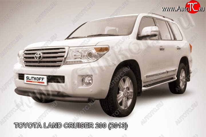 12 949 р. Защита переднего бампер Slitkoff Toyota Land Cruiser 200 1-ый рестайлинг (2012-2015) (Цвет: серебристый)  с доставкой в г. Тамбов