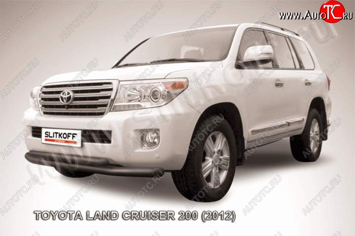 12 949 р. Защита переднего бампер Slitkoff Toyota Land Cruiser 200 1-ый рестайлинг (2012-2015) (Цвет: серебристый)  с доставкой в г. Тамбов