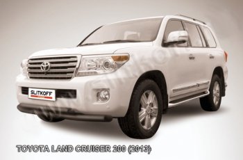 18 499 р. Защита переднего бампера Slitkoff (Ø76 и 57 мм) Toyota Land Cruiser 200 1-ый рестайлинг (2012-2015) (Нержавейка полированная)  с доставкой в г. Тамбов. Увеличить фотографию 2