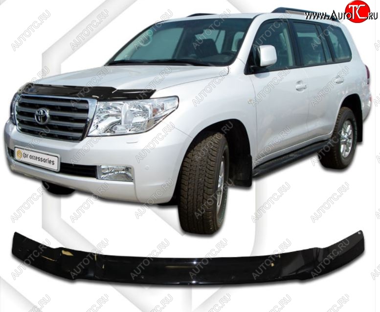 1 839 р. Дефлектор капота CA-Plastiс  Toyota Land Cruiser  200 (2012-2015) 1-ый рестайлинг (Classic черный, Без надписи)  с доставкой в г. Тамбов