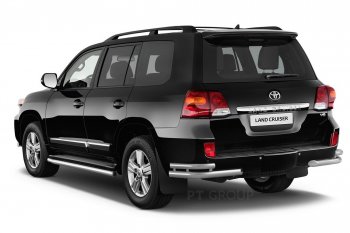 20 949 р. Защита порогов из трубы Ø51 Petroil Tuning Toyota Land Cruiser 200 2-ой рестайлинг (2015-2021) (Нержавеющая полированная сталь)  с доставкой в г. Тамбов. Увеличить фотографию 2