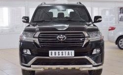 Защита переднего бампера (2 трубы Ø63 мм с зубами, нержавейка) SLITKOFF Toyota (Тойота) Land Cruiser (Лэнд)  200 (2015-2021) 200 2-ой рестайлинг