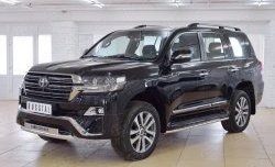 30 499 р. Защита переднего бампера (Ø63 мм с надписью, нержавейка) SLITKOFF  Toyota Land Cruiser  200 (2015-2021) 2-ой рестайлинг  с доставкой в г. Тамбов. Увеличить фотографию 2