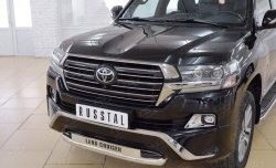 30 499 р. Защита переднего бампера (Ø63 мм с надписью, нержавейка) SLITKOFF  Toyota Land Cruiser  200 (2015-2021) 2-ой рестайлинг  с доставкой в г. Тамбов. Увеличить фотографию 3