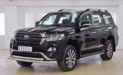 31 699 р. Защита переднего бампера (2 трубыØ76 и 63 мм, нержавейка) SLITKOFF  Toyota Land Cruiser  200 (2015-2021) 2-ой рестайлинг  с доставкой в г. Тамбов. Увеличить фотографию 2