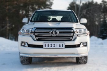 Одинарная защита переднего бампера диаметром 76 мм SLITKOFF Toyota (Тойота) Land Cruiser (Лэнд)  200 (2015-2021) 200 2-ой рестайлинг