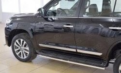 12 999 р. Защита порогов из круглой трубы диаметром 42 мм SLITKOFF Toyota Land Cruiser 200 2-ой рестайлинг (2015-2021)  с доставкой в г. Тамбов. Увеличить фотографию 4