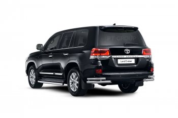 22 749 р. Защита порогов Petroil Tuning d63 Toyota Land Cruiser 200 2-ой рестайлинг (2015-2021) (Нержавеющая полированная сталь)  с доставкой в г. Тамбов. Увеличить фотографию 2