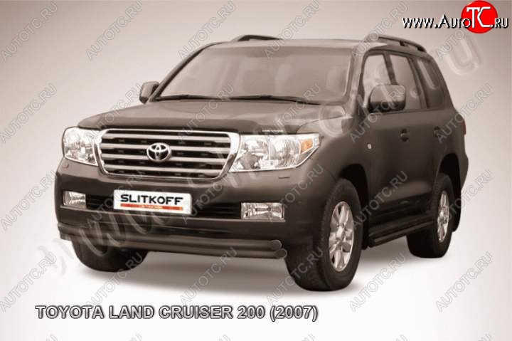 12 949 р. Защита переднего бампер Slitkoff Toyota Land Cruiser 200 дорестайлинг (2007-2012) (Цвет: серебристый)  с доставкой в г. Тамбов