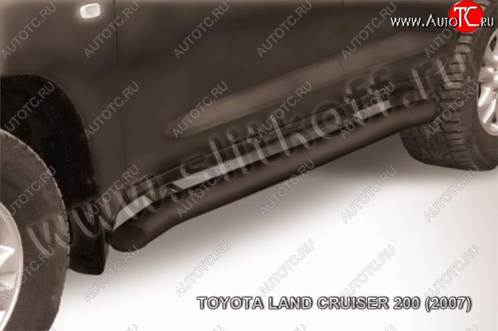 14 649 р. Защита порогов Slitkoff Toyota Land Cruiser 200 дорестайлинг (2007-2012) (Цвет: серебристый)  с доставкой в г. Тамбов