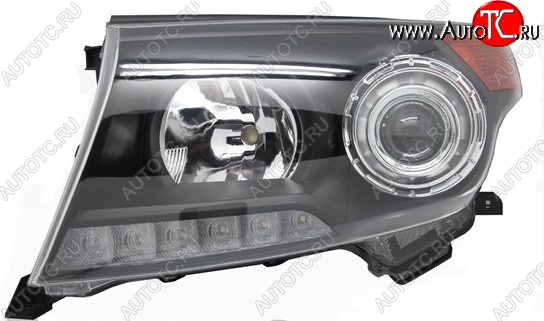 11 599 р. Левая фара SAT (чёрная Brownstone) Toyota Land Cruiser 200 дорестайлинг (2007-2012)  с доставкой в г. Тамбов